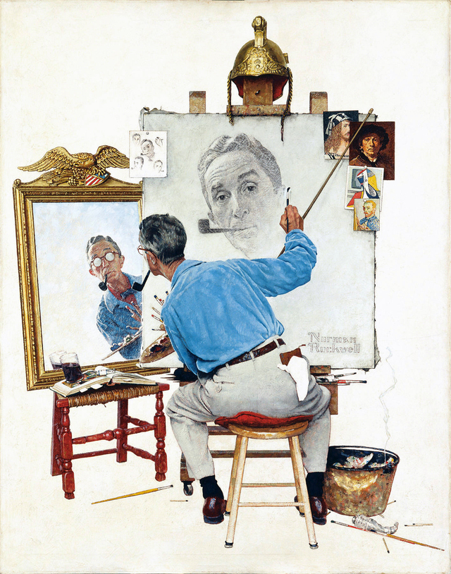 Norman-Rockwell-Triple-Self-Portrait-1960